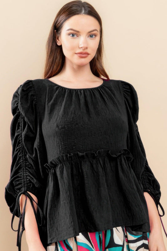 Round Neckline Babydoll Top | Mixtshop LLC