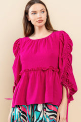 Round Neckline Babydoll Top | Mixtshop LLC
