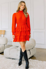 Long Sleeve Smocked Neck Tiered Ruffle Mini Dress | Mixtshop LLC