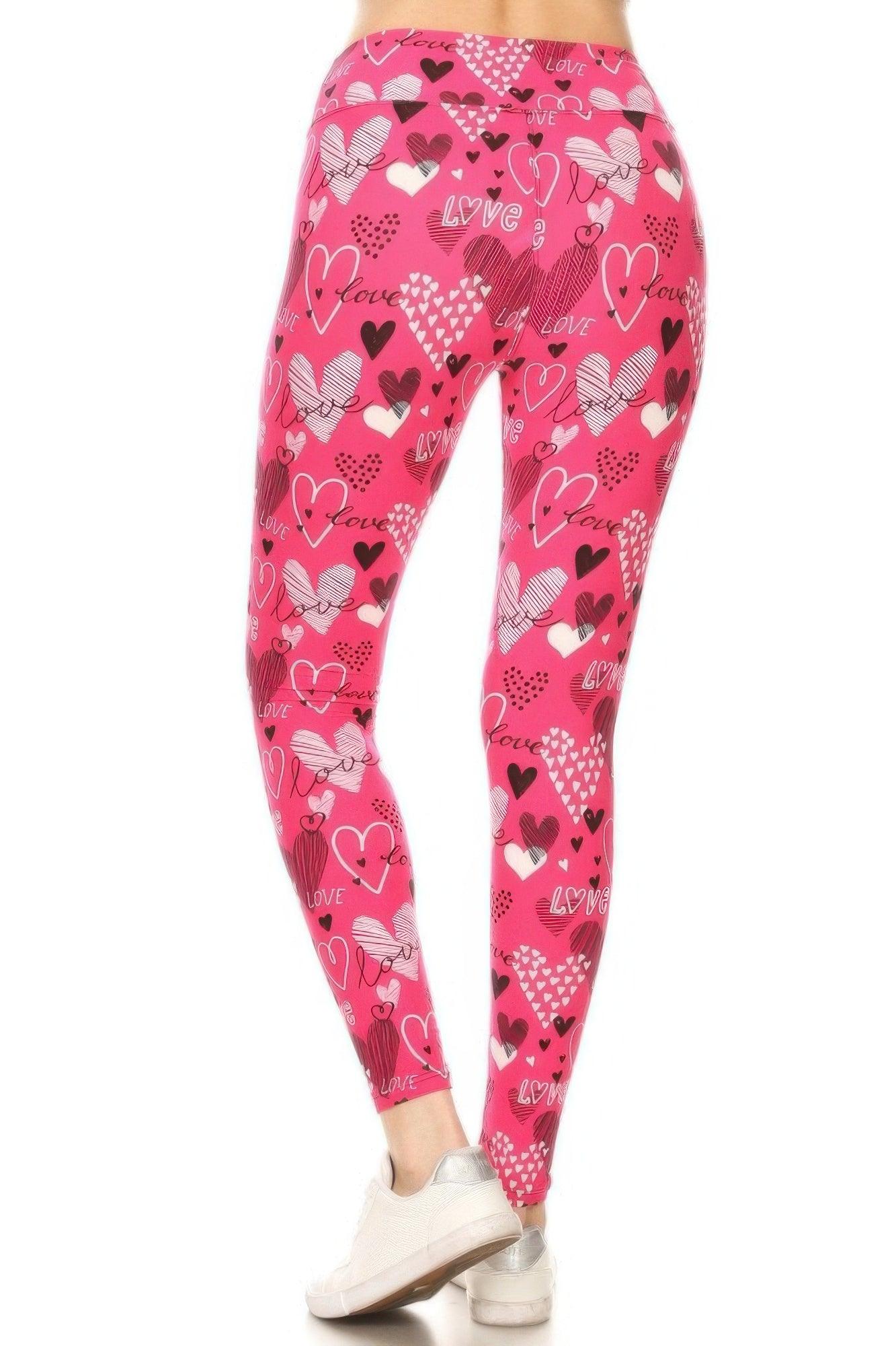 Heart Prints Printed, High Waisted Leggings | Mixtshop LLC