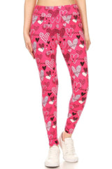 Heart Prints Printed, High Waisted Leggings | Mixtshop LLC