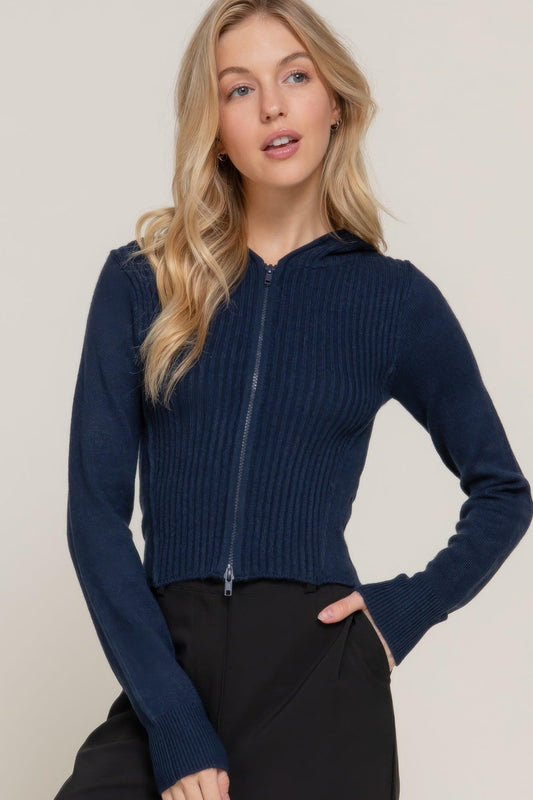 2-way zip closure sweater hoodie cardigan | Mixtshop LLC