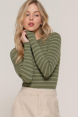 Long slv crew neck stripe sweater | Mixtshop LLC