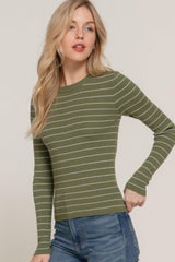 Long slv crew neck stripe sweater | Mixtshop LLC