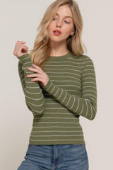 Long slv crew neck stripe sweater | Mixtshop LLC