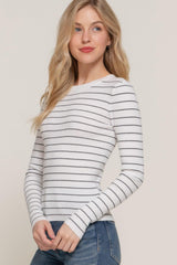 Long slv crew neck stripe sweater | Mixtshop LLC