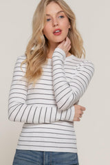 Long slv crew neck stripe sweater | Mixtshop LLC