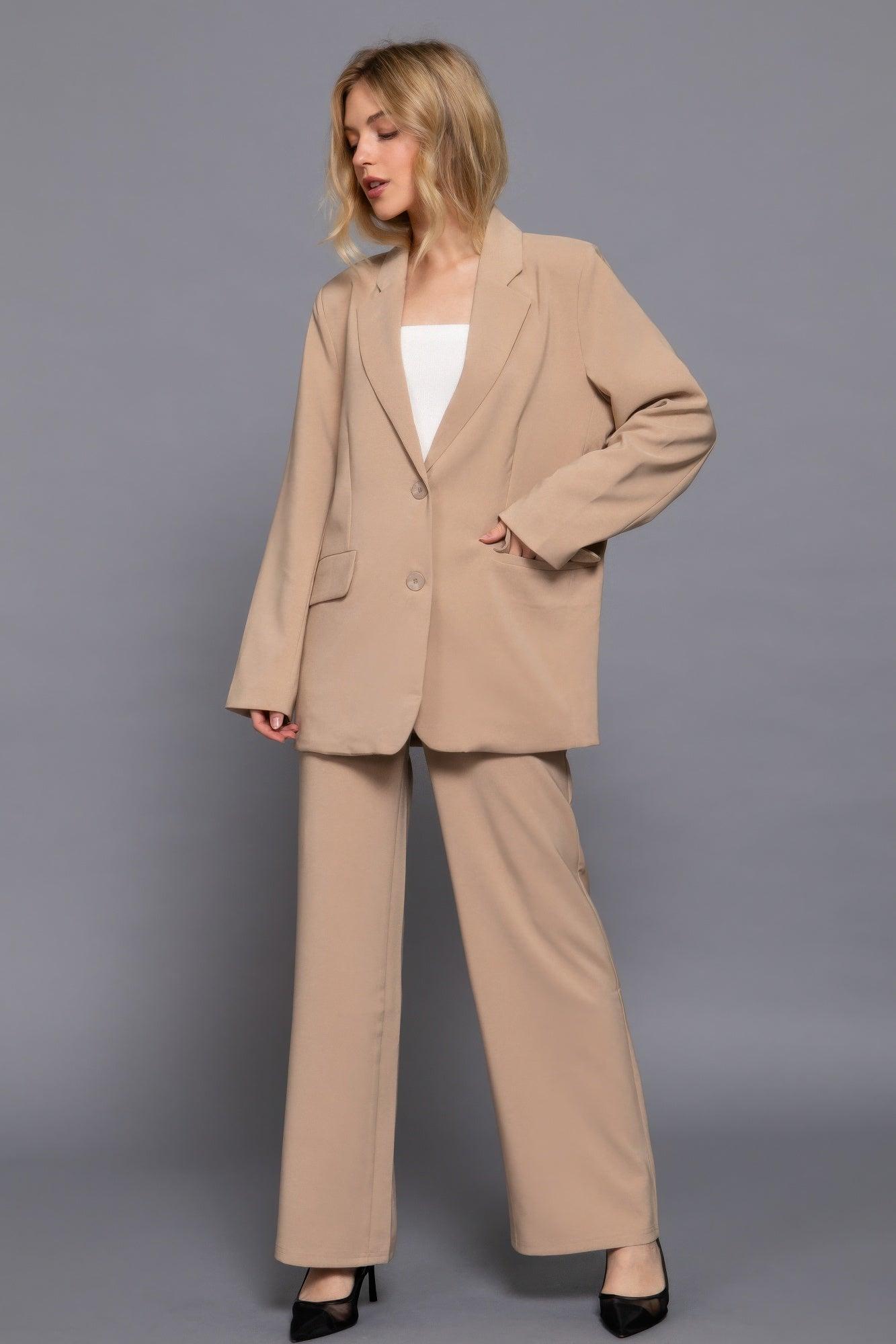 Long slv front button closure blazer | Mixtshop LLC