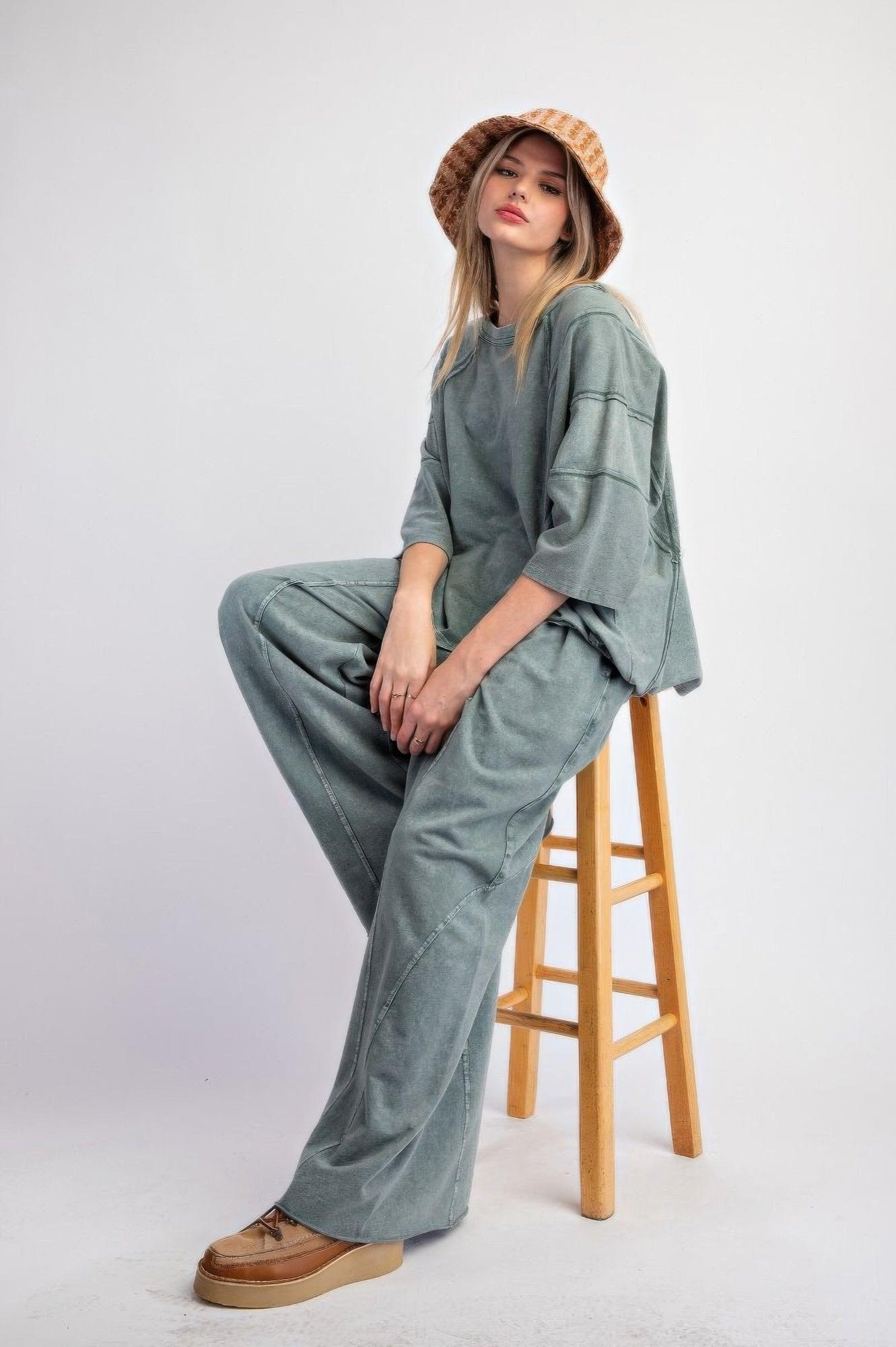 Mineral washed terry knit pants | Mixtshop LLC
