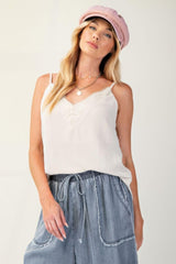 Laced textured poly woven camisole | Mixtshop LLC