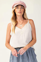 Laced textured poly woven camisole | Mixtshop LLC