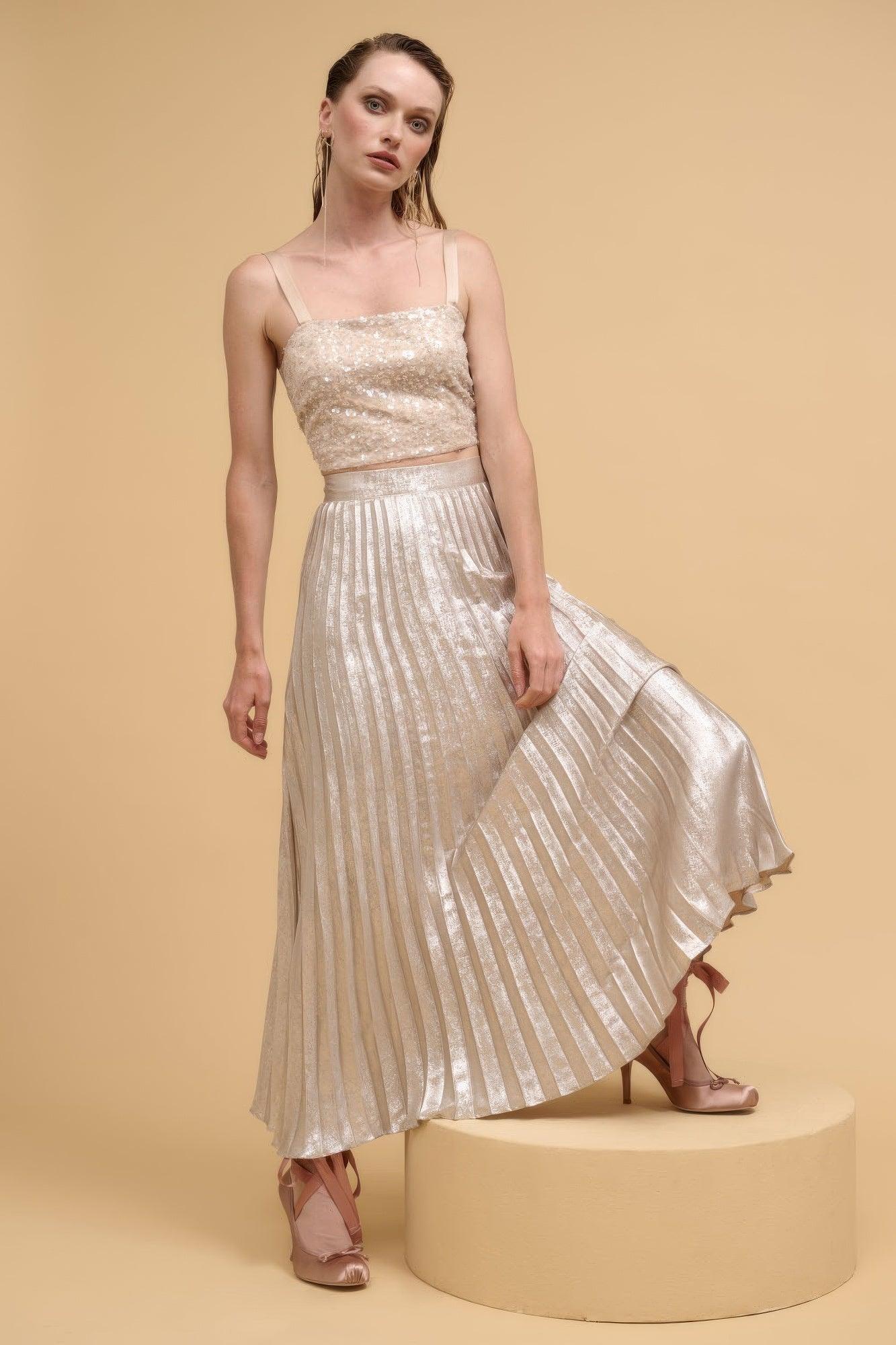 Floral sequins straight neck crop top | Mixtshop LLC