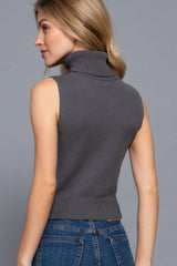 Sleeveless Turtle Neck Sweater Top | Mixtshop LLC
