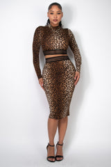 High-rise Banded Leopard Midi Skirt | Mixtshop LLC