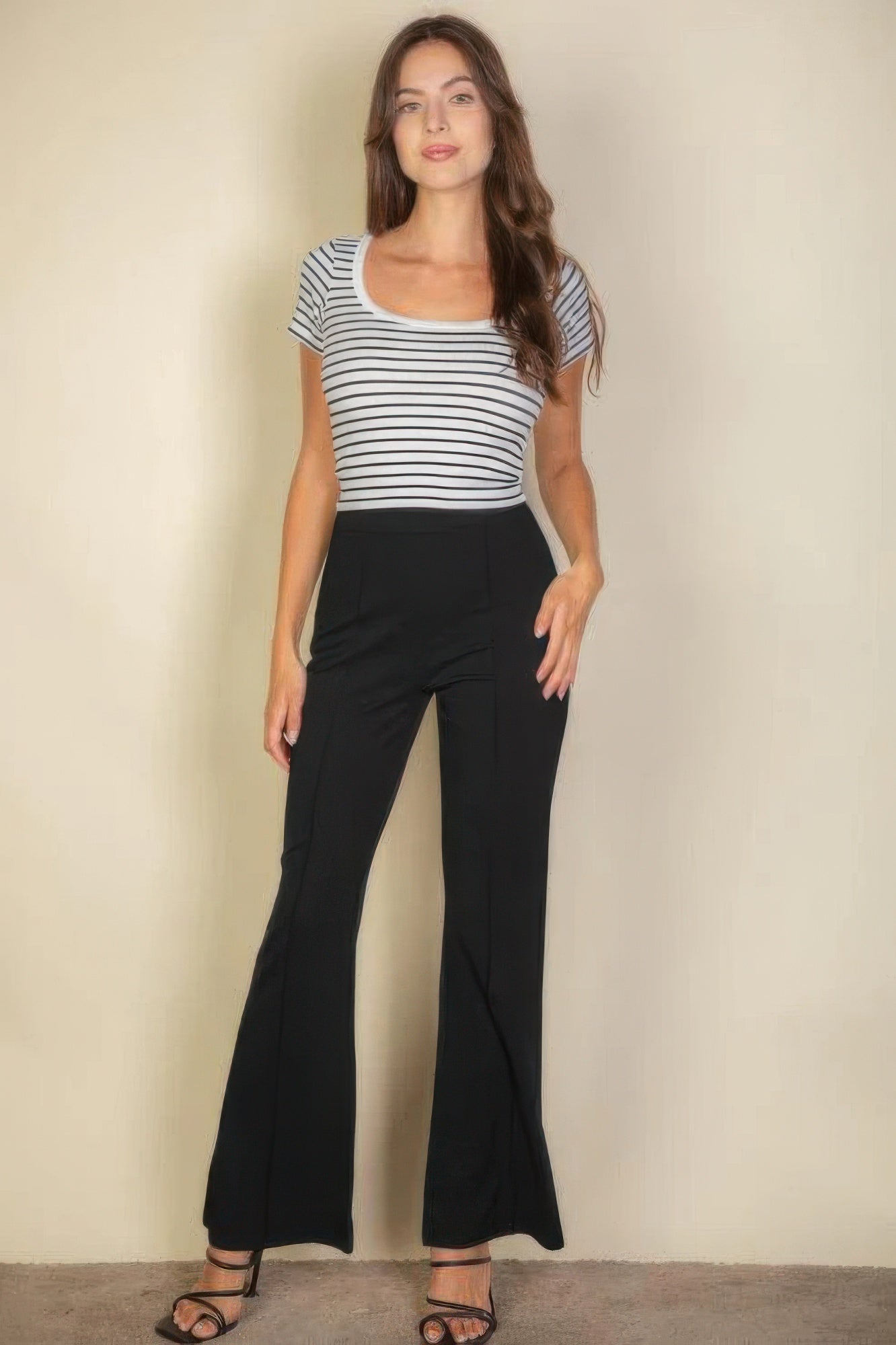 High Waist Stretch Crepe Flare Pants | Mixtshop LLC