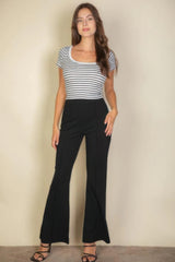 High Waist Stretch Crepe Flare Pants | Mixtshop LLC
