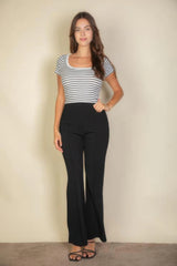 High Waist Stretch Crepe Flare Pants | Mixtshop LLC