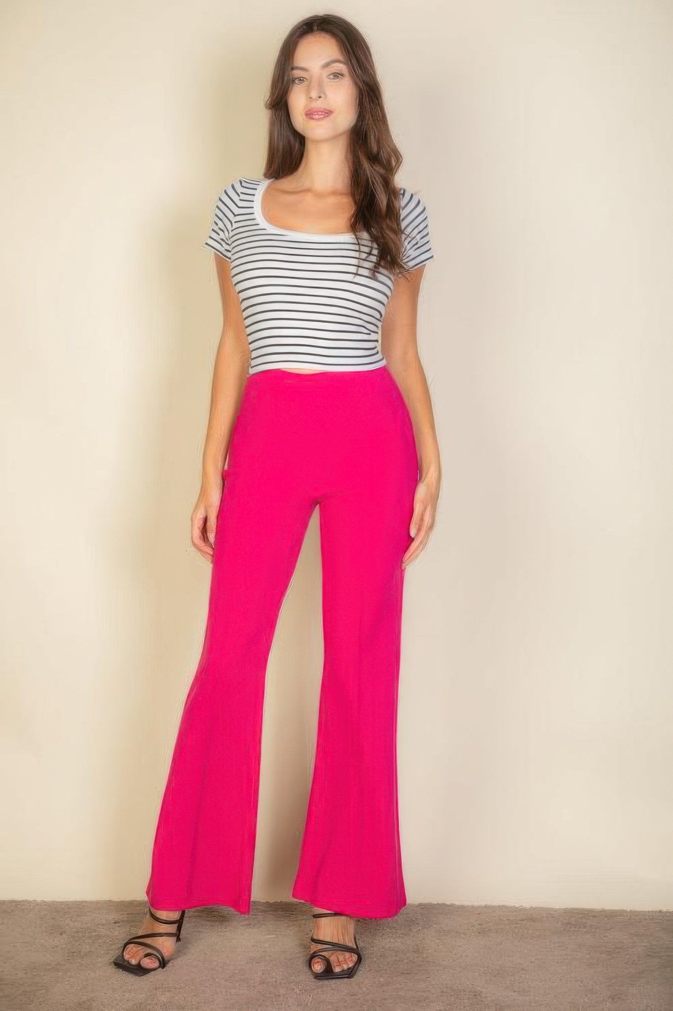High Waist Stretch Crepe Flare Pants | Mixtshop LLC