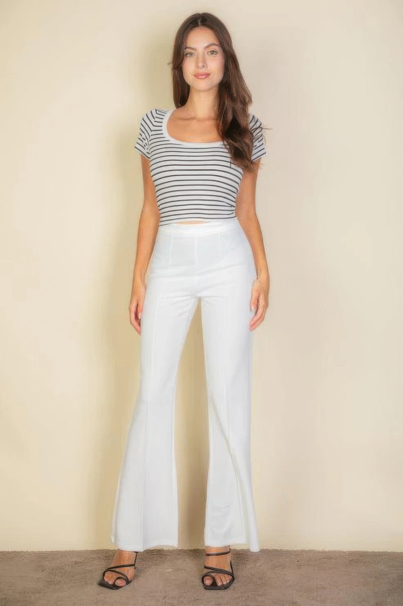 High Waist Stretch Crepe Flare Pants | Mixtshop LLC