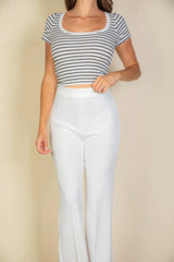 High Waist Stretch Crepe Flare Pants | Mixtshop LLC