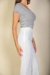 High Waist Stretch Crepe Flare Pants | Mixtshop LLC