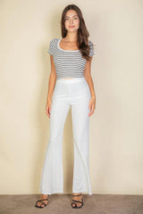 High Waist Stretch Crepe Flare Pants | Mixtshop LLC