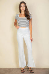 High Waist Stretch Crepe Flare Pants | Mixtshop LLC