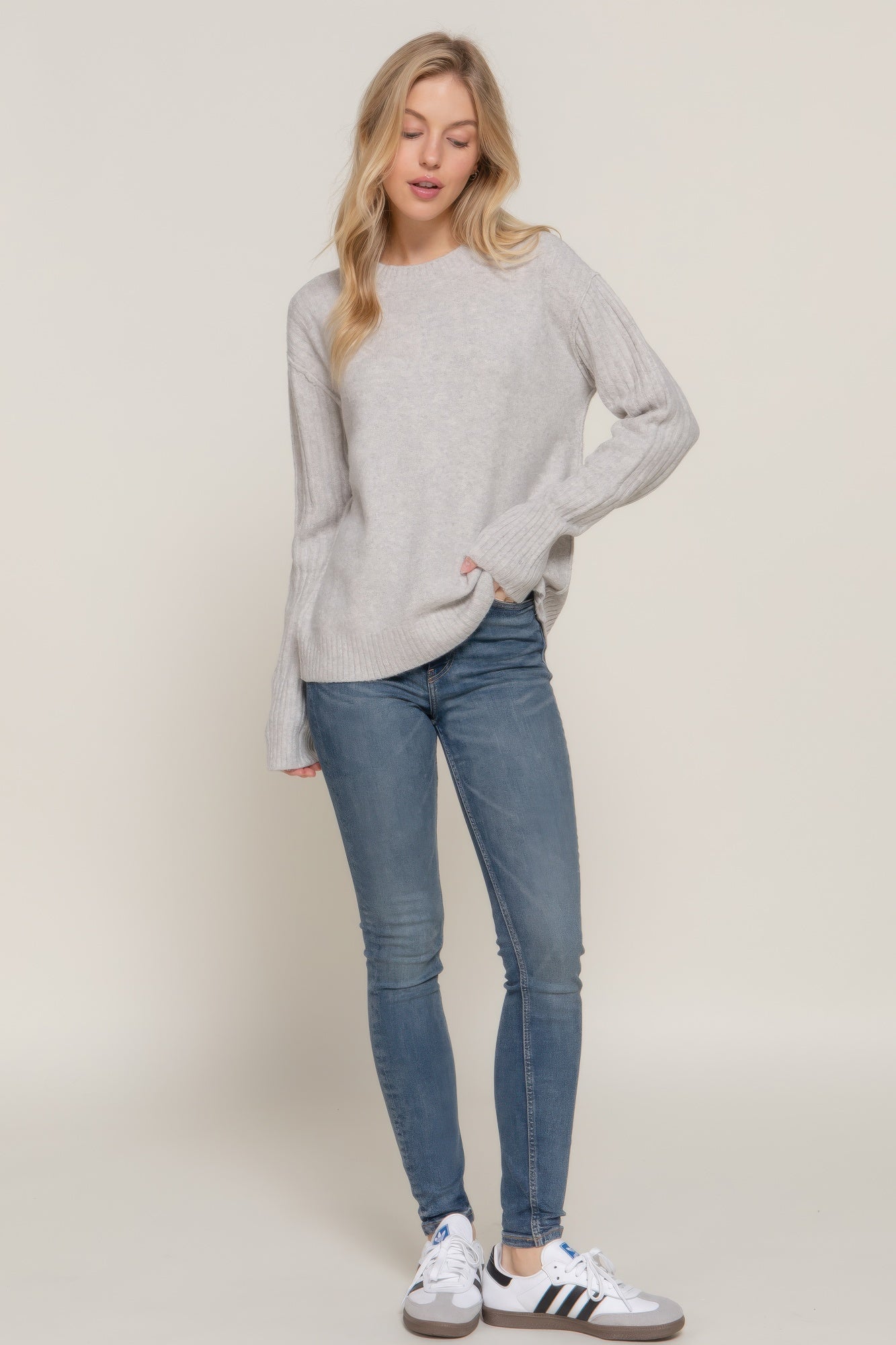 Long Slv Mock Neck Raised Seam Sweater | Mixtshop LLC