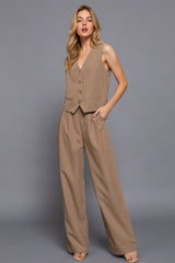 V-neckline Pin Stripe Woven Vest | Mixtshop LLC