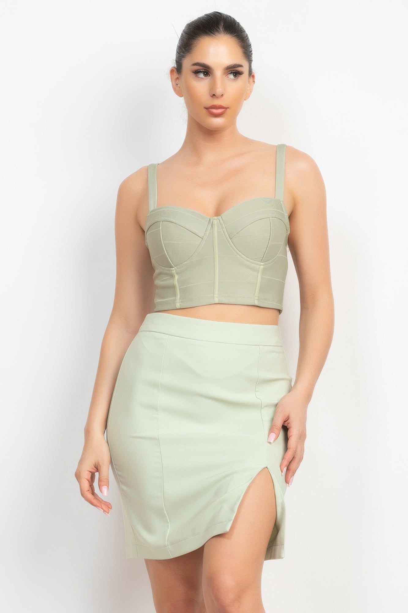 Sleeveless Line Detailed Bustier Tank Top | Mixtshop LLC
