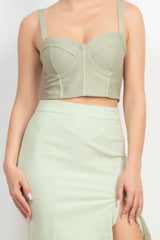 Sleeveless Line Detailed Bustier Tank Top | Mixtshop LLC