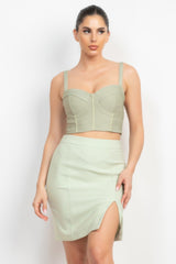Sleeveless Line Detailed Bustier Tank Top | Mixtshop LLC