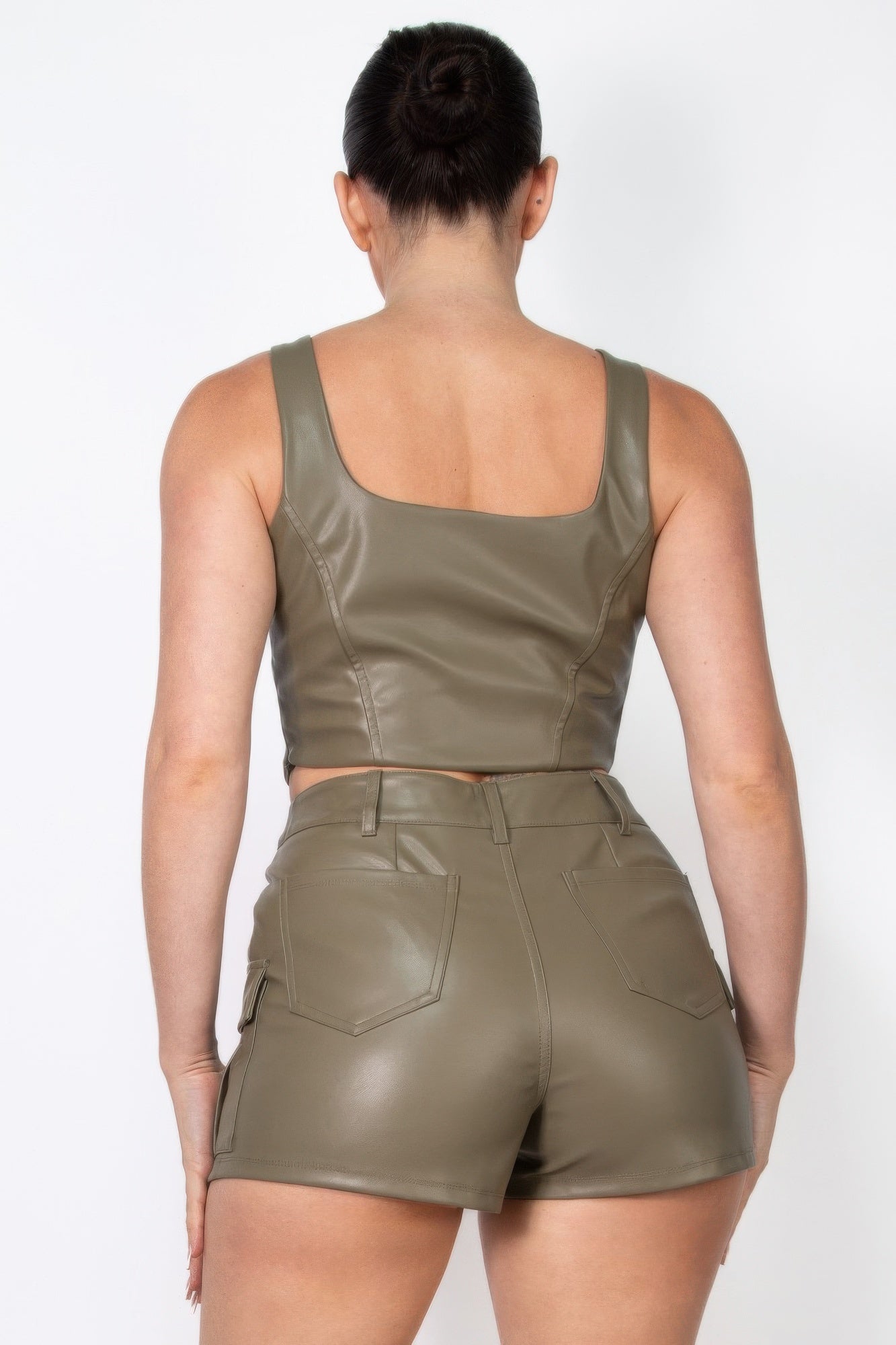 Faux Leather Square Zippered Crop Top | Mixtshop LLC