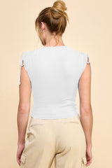 Ruching Shoulder Ribbed Top | Mixtshop LLC