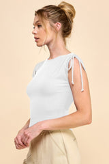 Ruching Shoulder Ribbed Top | Mixtshop LLC