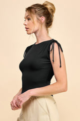Ruching Shoulder Ribbed Top | Mixtshop LLC