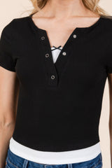 Layers With Bow Detail Short Sleeve Top | Mixtshop LLC