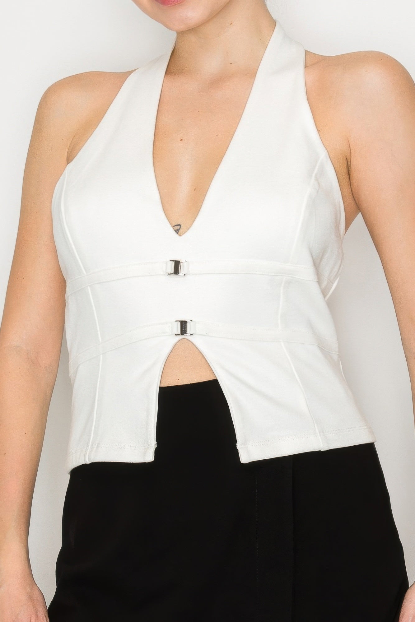 Halter Neck Buckled Open-back Top | Mixtshop LLC