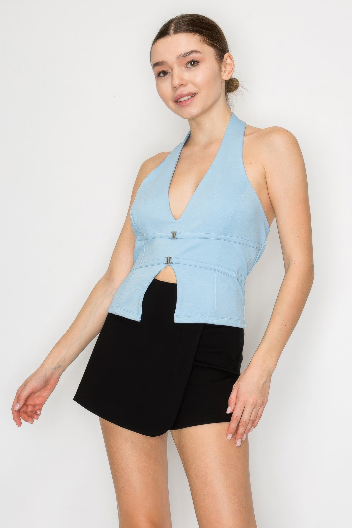 Halter Neck Buckled Open-back Top | Mixtshop LLC