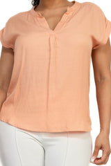 Solid V-collared Neck Top | Mixtshop LLC