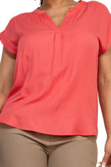 Solid V-collared Neck Top | Mixtshop LLC