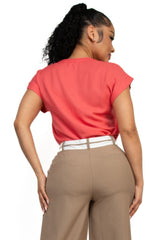 Solid V-collared Neck Top | Mixtshop LLC