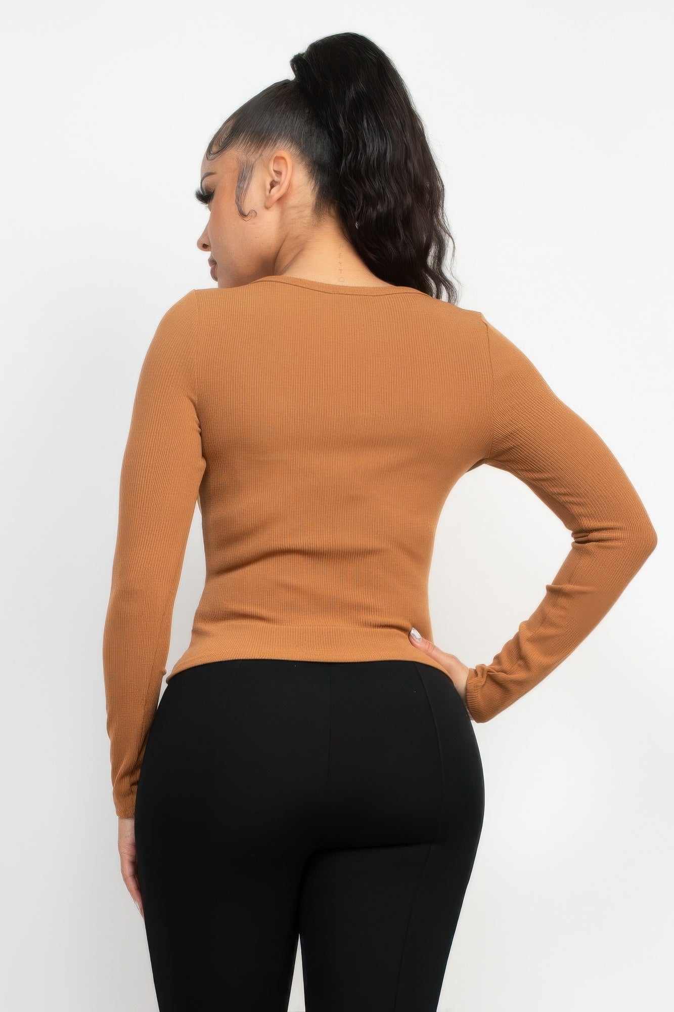 Solid V-collared Neck Top | Mixtshop LLC