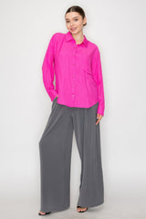 Button Down Collared Linen Shirt | Mixtshop LLC