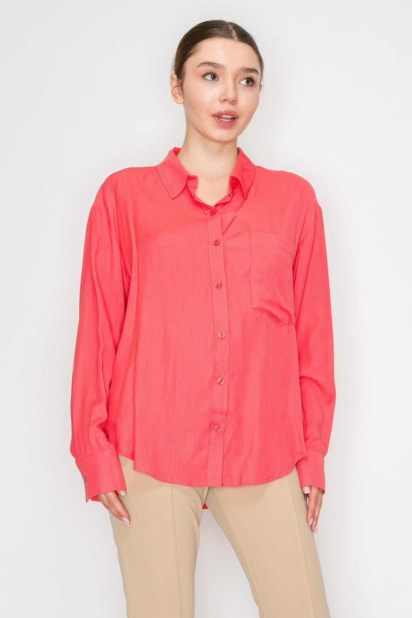 Button Down Collared Linen Shirt | Mixtshop LLC