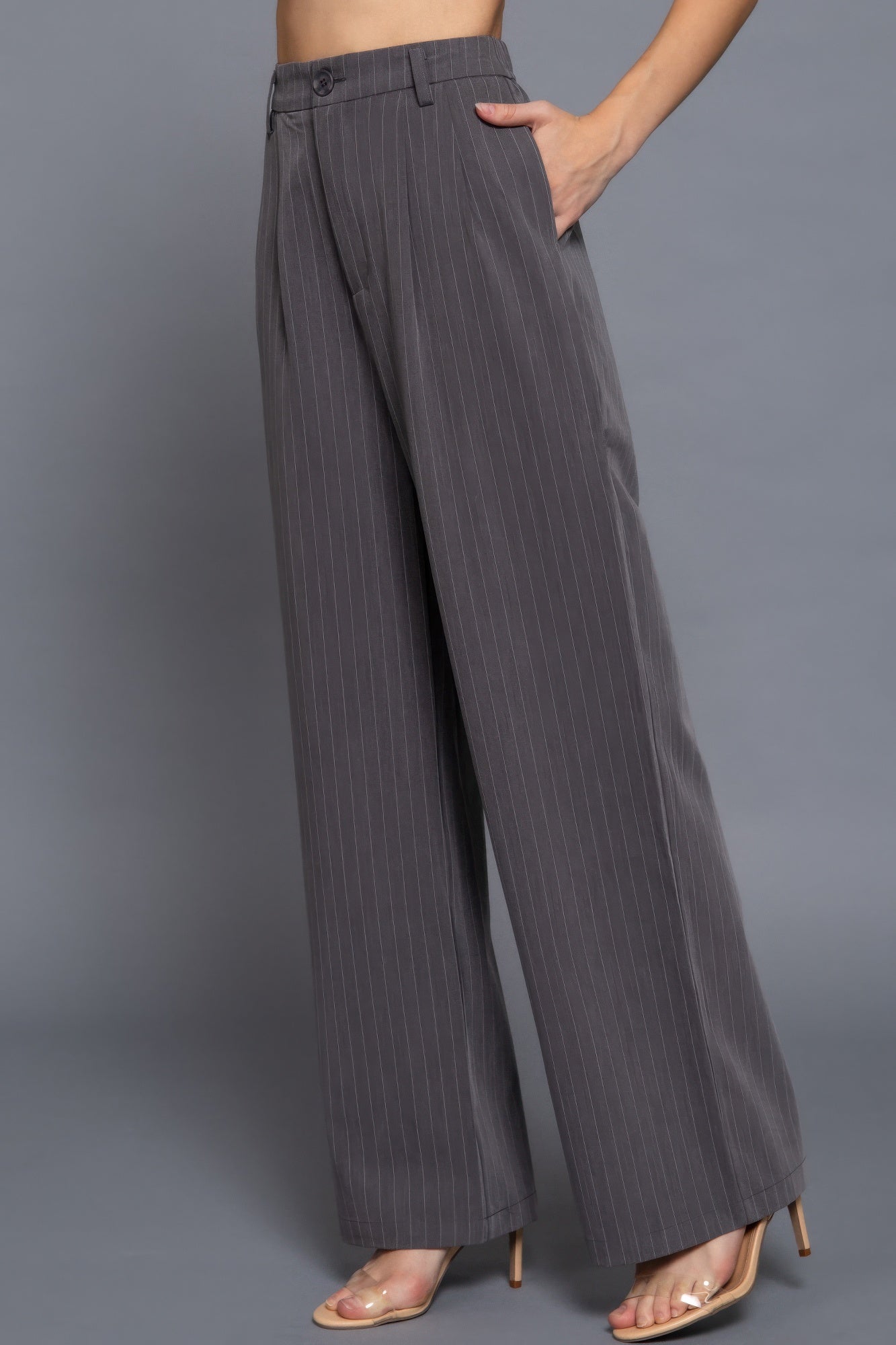Pin Stripe Woven Straight Pants | Mixtshop LLC