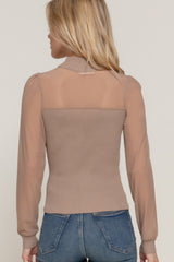 Long Slv Mesh Panel Detail Sweater Top | Mixtshop LLC