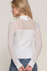 Long Slv Mesh Panel Detail Sweater Top | Mixtshop LLC