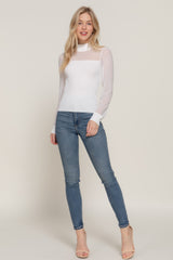 Long Slv Mesh Panel Detail Sweater Top | Mixtshop LLC