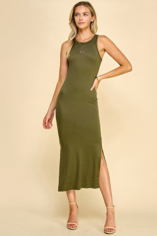 High Neck Side Slit Max Dress | Mixtshop LLC